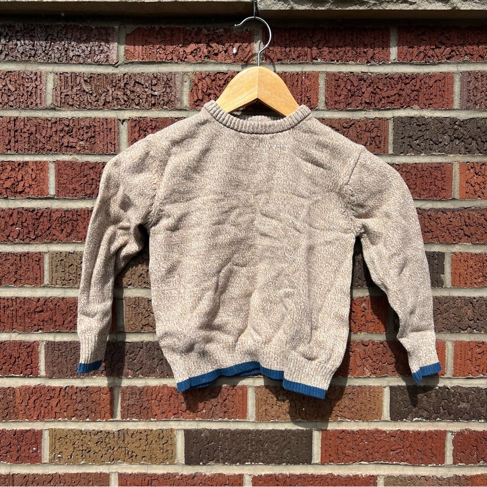 Cherokee Kid’s Marled Tan Blue Lined Hem Crewneck Sweater